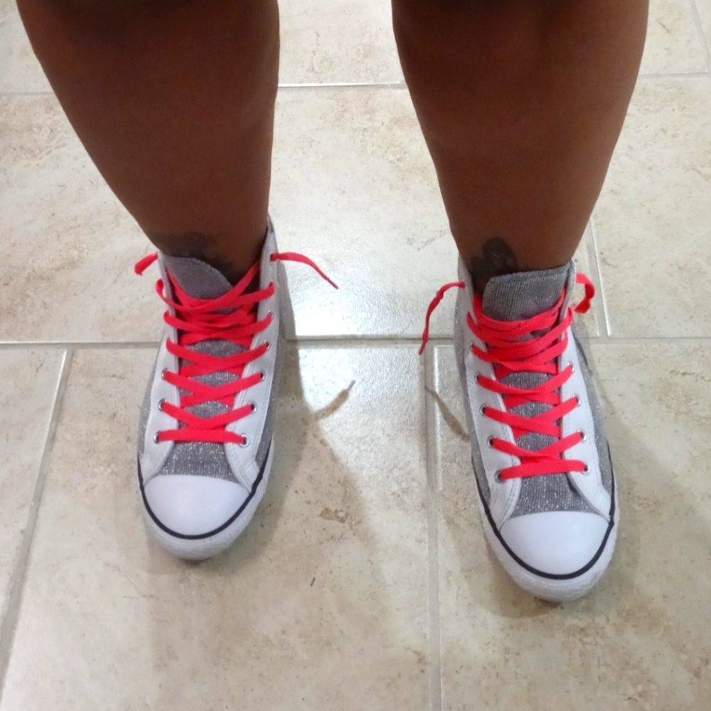 Blingy Silver/Pink/White Converse